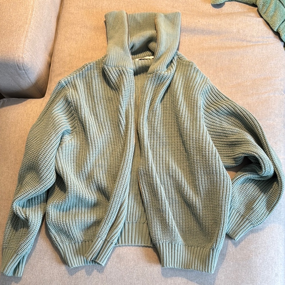 ASOS Green Off-the-Shoulder Sweater with Chunky Knit and Relaxed Fit